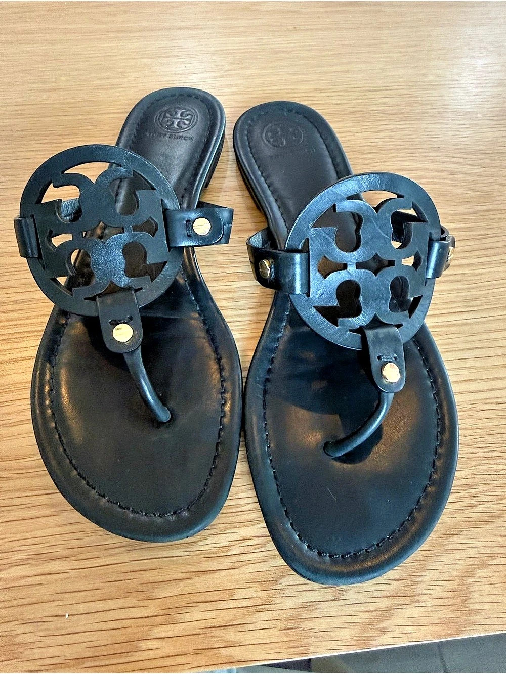 Tory Burch Miller Leather Thong Sandal Black US 9M